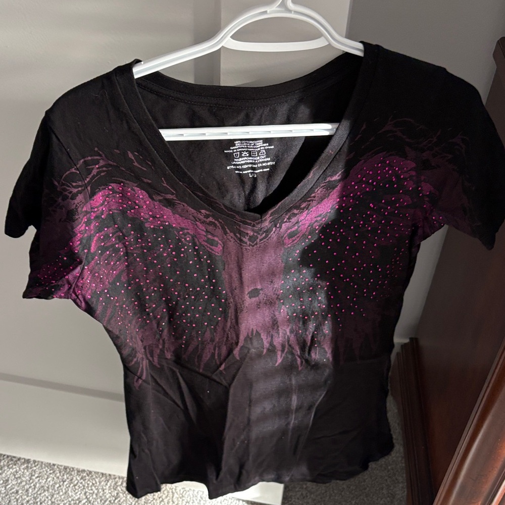 Warehouse Black and Purple Graphic Tee